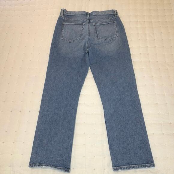 Loft High-Rise Straight Crop Distressed 5-Pocket Jeans Women's 29/8 | Blue Denim - Picture 2 of 11